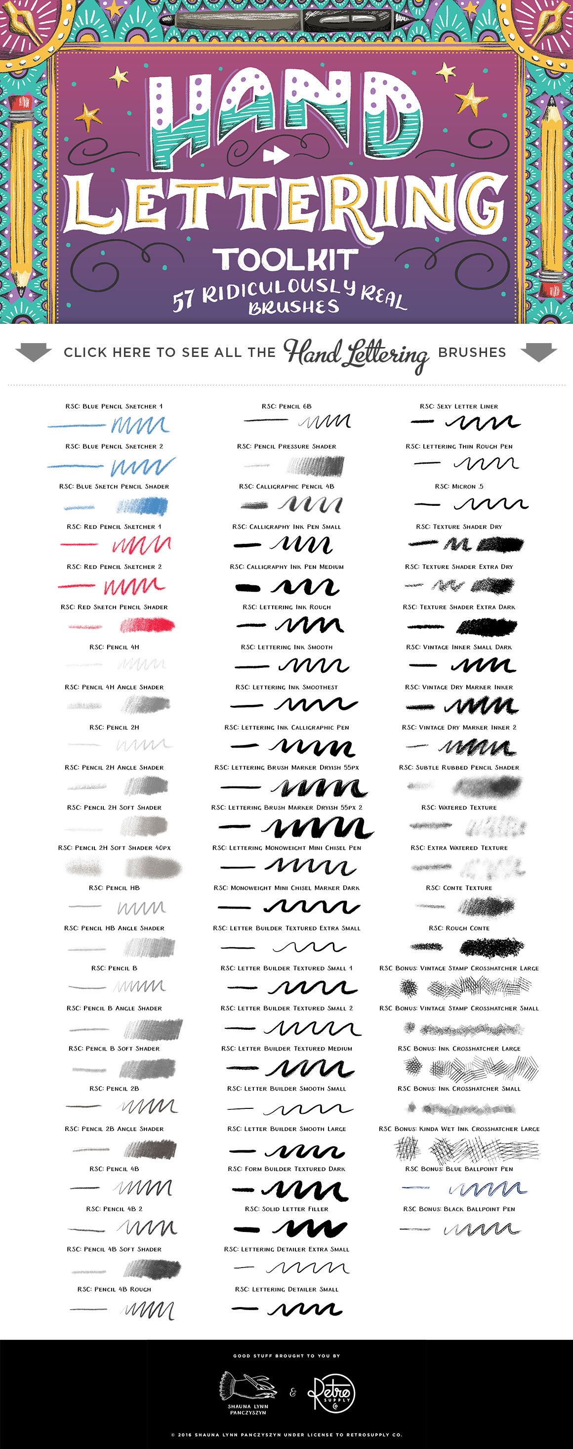 brush-reference-whole-kit-and-kaboodle-retro-supply-co - Lettering Tutorial