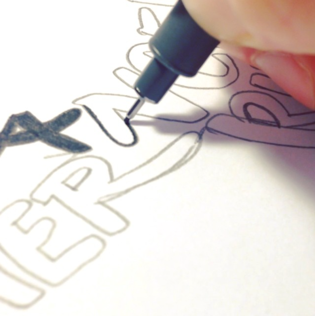 Inking Reindeer Outline Emma Holmes - Lettering Tutorial