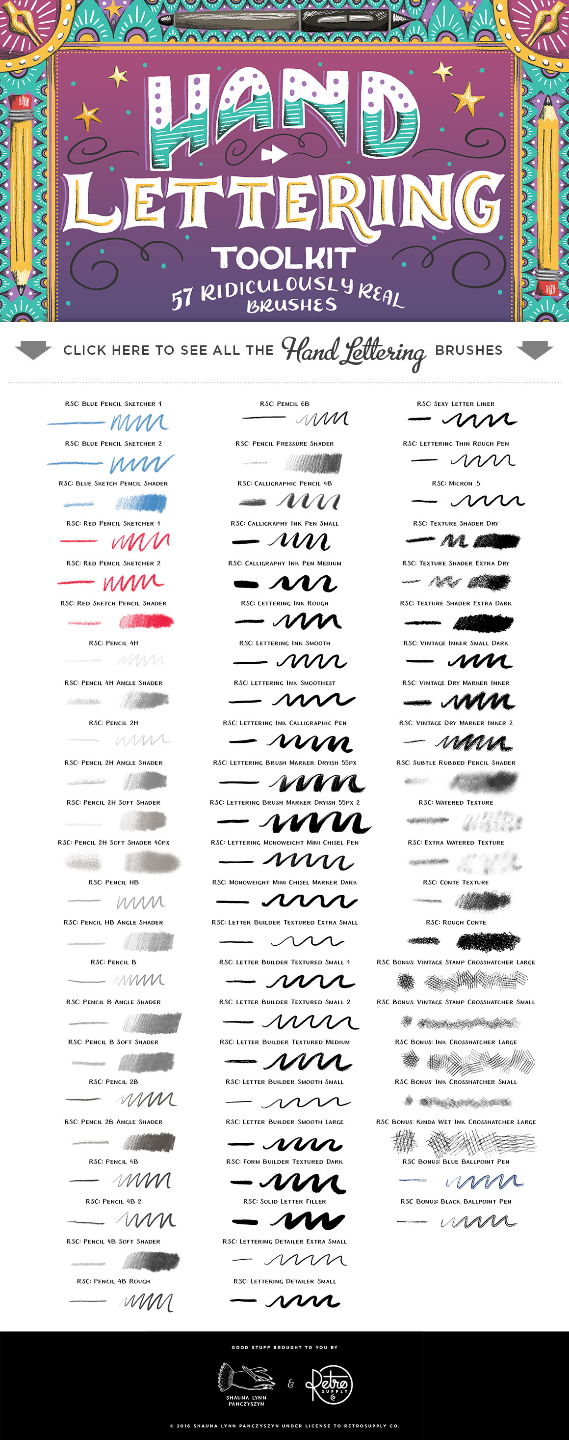 brush-reference-whole-kit-and-kaboodle-retro-supply-co - Lettering Tutorial